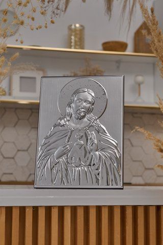 Срібна ікона &laquo;Пресвяте Серце Ісуса&raquo;, великий формат, 24&times;32 см 950058 фото