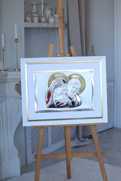 Срібна ікона &laquo;Свята Родина&raquo; з позолотою у білій рамі, 67&times;52 см 81301 7LORO DM 8330 BI фото