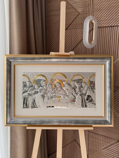 Ікона &laquo;Тайна вечеря&raquo; срібна з позолотою в золотій рамці 82&times;55 см 0290 5 DM 8330 GD фото
