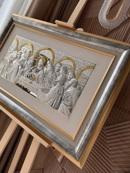 Ікона &laquo;Тайна вечеря&raquo; срібна з позолотою в золотій рамці 82&times;55 см 0290 5 DM 8330 GD фото
