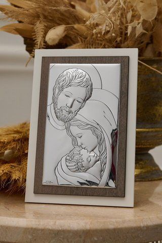 Срібна ікона &laquo;Свята Родина&raquo; 21x32 см вертикальна велика L240 5 фото