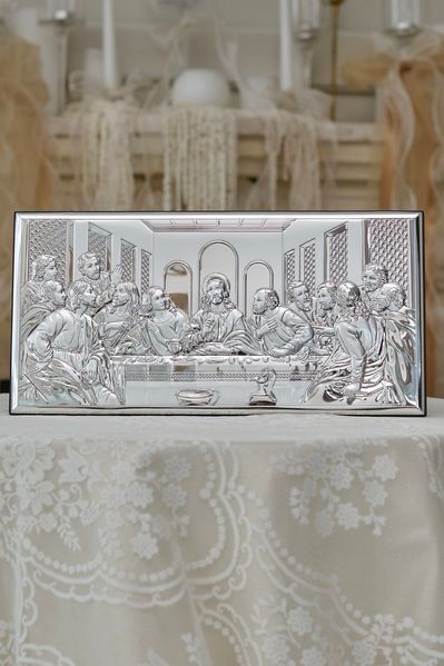 Срібна ікона &laquo;Тайна вечеря&raquo; 36x18 см чисто срібна мала без рамки CO 6465 3 фото