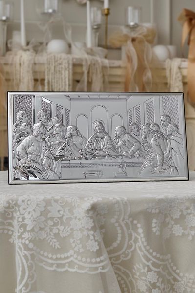 Срібна ікона &laquo;Тайна вечеря&raquo; 36x18 см чисто срібна мала без рамки CO 6465 3 фото