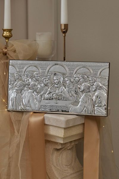 Ікона &laquo;Тайна вечеря&raquo; срібна мала 16&times;32 см без рамки AE 0290 3S фото