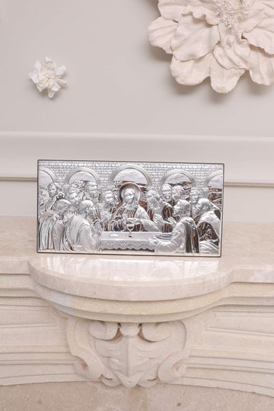 Ікона &laquo;Тайна вечеря&raquo; срібна мала 16&times;32 см без рамки AE 0290 3S фото