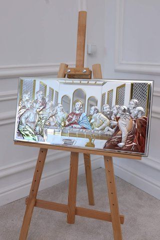 Срібна ікона &laquo;Тайна вечеря&raquo; 36x18 см кольорова мала без рамки CO 6465 3 CS фото