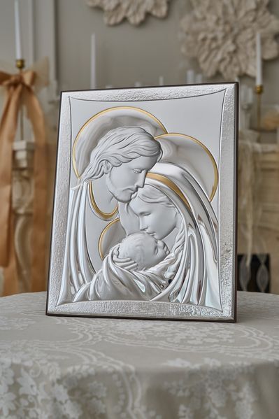 Серебряная икона Святое Семейство (444151) 27x34 см 444151 фото