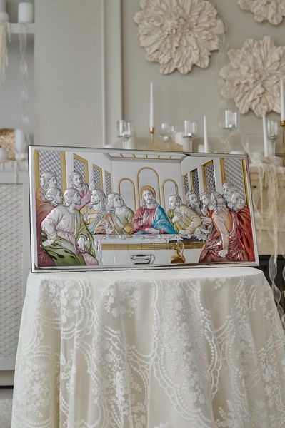 Срібна ікона &laquo;Тайна вечеря&raquo; 64x32 см кольорова без рамки CO 6465 8 CS фото