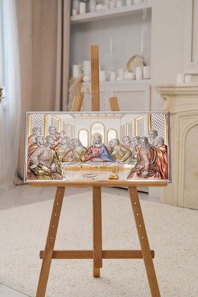 Серебряная икона &laquo;Тайный ужин&raquo; 64x32 см цветная без рамки CO 6465 8 CS фото