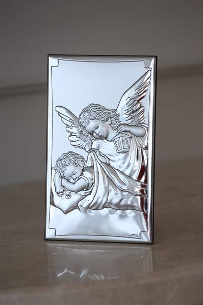 Серебряная икона &laquo;Ангел Хранитель&raquo; 9x15 см вертикальная 81378 3XL фото