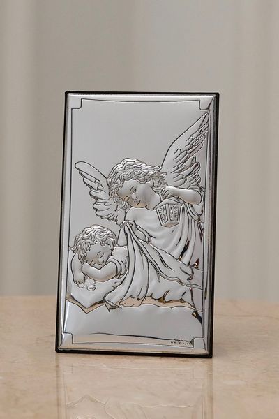 Серебряная икона &laquo;Ангел Хранитель&raquo; 9x15 см вертикальная 81378 3XL фото