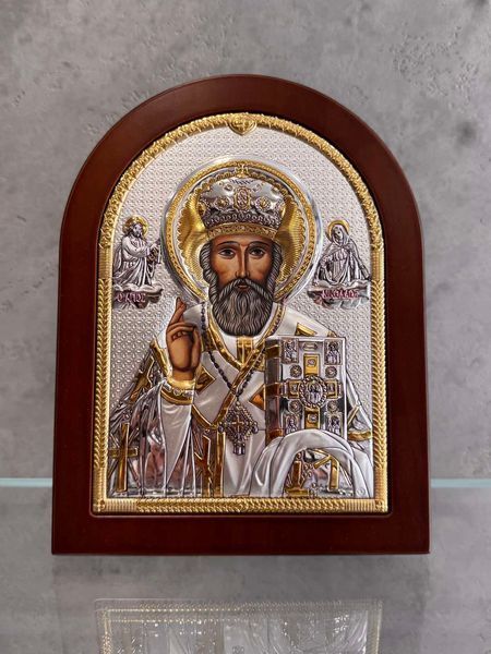 Серебряная икона &laquo;Святой Николай Чудотворец&raquo;, средний формат, 21,5&times;28,5 см, Atelier Italy AE 0804 5 фото