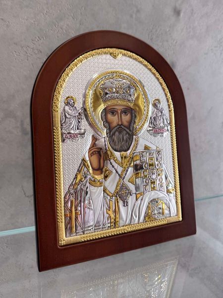Серебряная икона &laquo;Святой Николай Чудотворец&raquo;, средний формат, 21,5&times;28,5 см, Atelier Italy AE 0804 5 фото