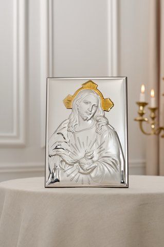 Срібна ікона &laquo;Пресвяте Серце Ісуса&raquo;, великий формат, 19&times;26,5 см C790 B2886 фото