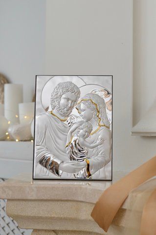 Срібна ікона &laquo;Свята Родина&raquo; з позолотою, компактний формат, 11&times;15 см LE 4714 15 ORO фото