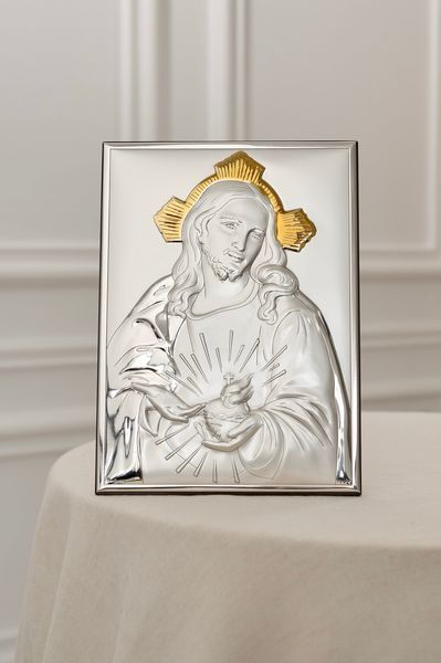 Срібна ікона &laquo;Пресвяте Серце Ісуса&raquo;, великий формат, 19&times;26,5 см C790 B2886 фото