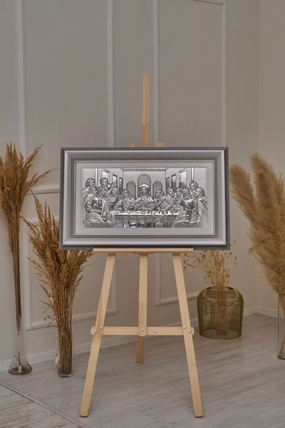 Срібна ікона &laquo;Тайна вечеря&raquo; 86x54 см чисто срібна у сірій рамці CO 6465 DM 8330 GY фото