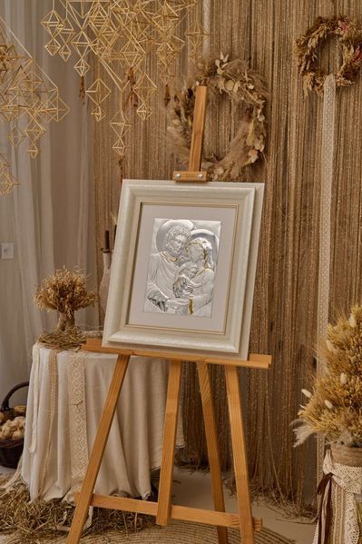 Срібна ікона Свята Родина (4714 30 ORO DM 8330 BG) 47x55 см 4714 30 ORO DM 8330 BG фото