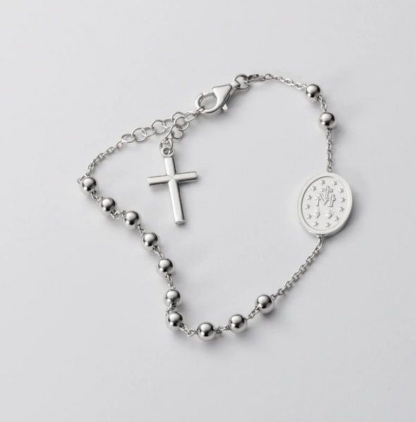 Срібний браслет вервиця (8Р ROS4+MIR) 17-20 см 8Р ROS4+MIR фото