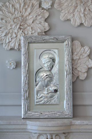 Срібна ікона &laquo;Свята Сім'я&raquo;, великий формат у рамі з патиною, 40&times;66 см QAF 213 6 фото