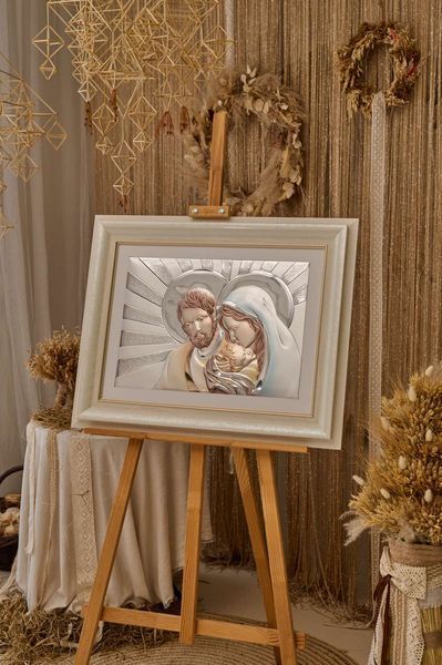 Срібна ікона Свята Родина (81259 7LCOL DM 8330 BG) 72х58 см 81259 7LCOL DM 8330 BG фото