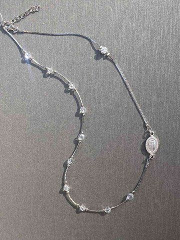 Срібний браслет-вервиця з білими кристалами Swarovski та медальйоном, 18&ndash;21 см RA 334 R фото