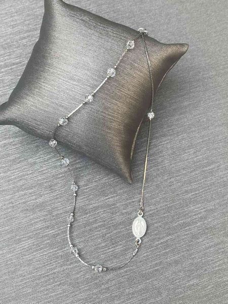 Срібний браслет-вервиця з білими кристалами Swarovski та медальйоном, 18&ndash;21 см RA 334 R фото
