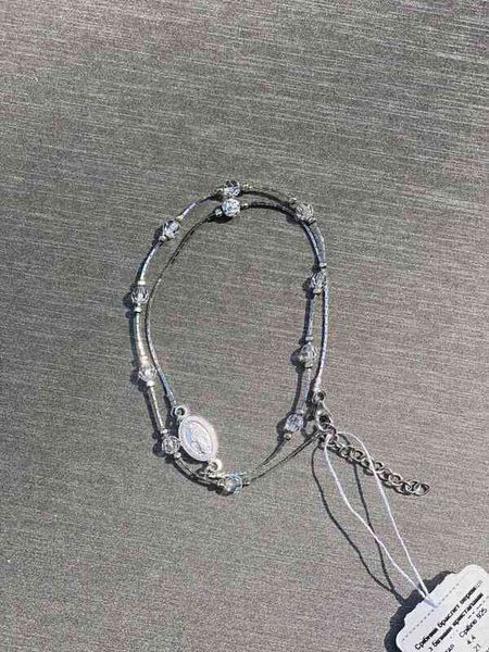 Срібний браслет-вервиця з білими кристалами Swarovski та медальйоном, 18&ndash;21 см RA 334 R фото