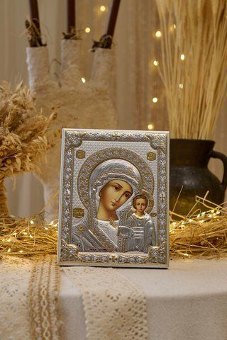 Срібна ікона &laquo;Матір Божа&raquo; Казанська з позолотою, 16&times;20 см 81356 4LORO фото