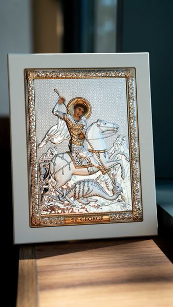 Срібна ікона Святий Георгій Побідоносець (AE 0848 4B) 16,5X21,5 см AE 0848 4B фото