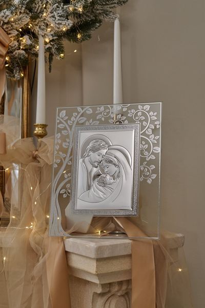 Серебряная икона &laquo;Святая Семья&raquo;, классическая рама, 24,5&times;29,5 см, Cado Italy CO 1322 14 фото