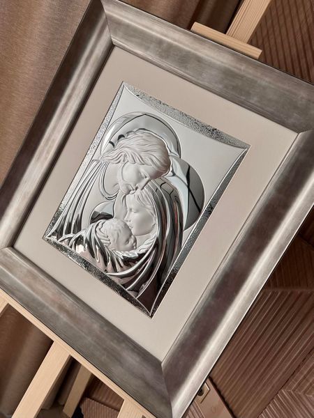 Срібна ікона &laquo;Свята Родина&raquo; 49x57 см у золотистій рамці 444071 IM 5757-616 фото