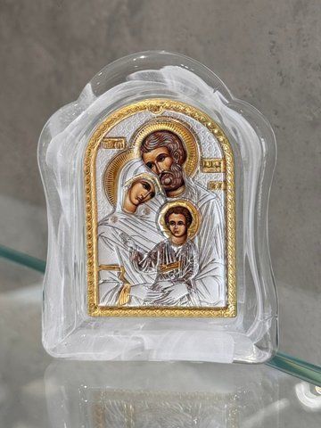 Срібна ікона &laquo;Свята Родина&raquo; в муранському склі, малий формат, 7&times;9 см MSA 1 005 GB фото