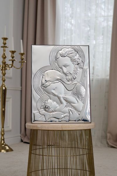 Срібна ікона &laquo;Свята Родина&raquo;, великий горизонтальний формат, 33&times;24 см LE 5001 фото