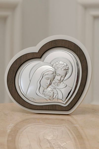 Срібна ікона &laquo;Свята Родина&raquo; 15x13 см мала у формі серця L220 2 фото
