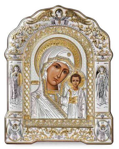 Срібна ікона &laquo;Богородиця з Ісусом&raquo; у сірій рамі, 17,7&times;22,5 см AR 5 002 GK фото