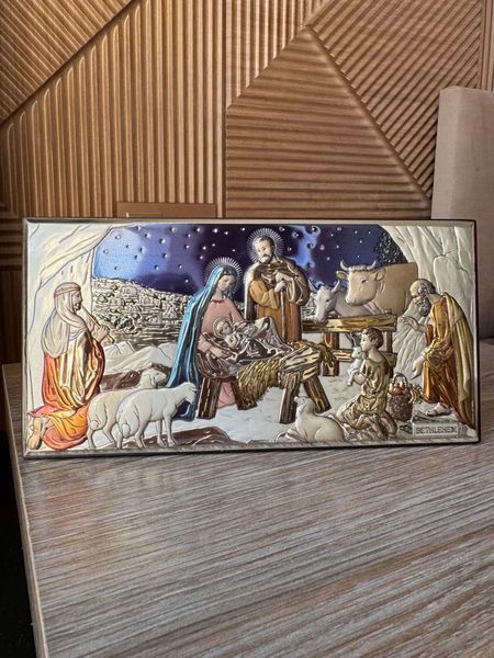 Серебряная икона &laquo;Рождество Христово&raquo; компактная с подставкой, 15&times;8 см, Atelier Italy AE 0293 1 D фото