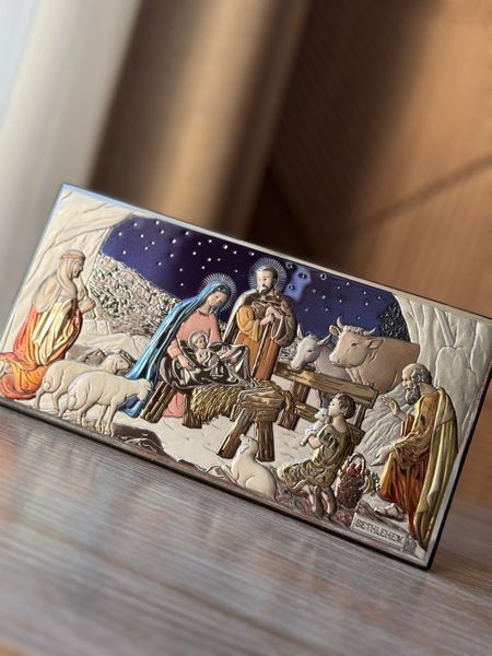 Серебряная икона &laquo;Рождество Христово&raquo; компактная с подставкой, 15&times;8 см, Atelier Italy AE 0293 1 D фото