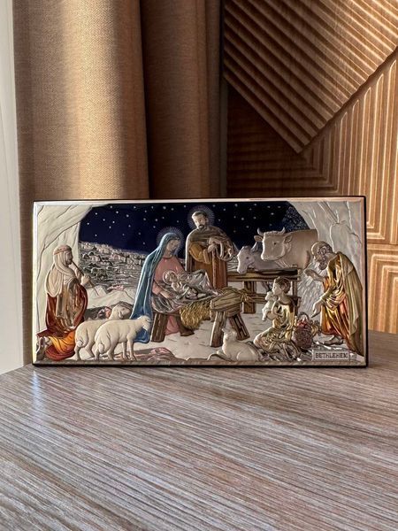 Серебряная икона &laquo;Рождество Христово&raquo; компактная с подставкой, 15&times;8 см, Atelier Italy AE 0293 1 D фото
