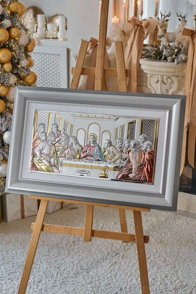 Ікона срібна Тайна вечеря (CO 6465 3 CS DM 8330 GY) 56x39 см CO 6465 3 CS DM 8330 GY фото