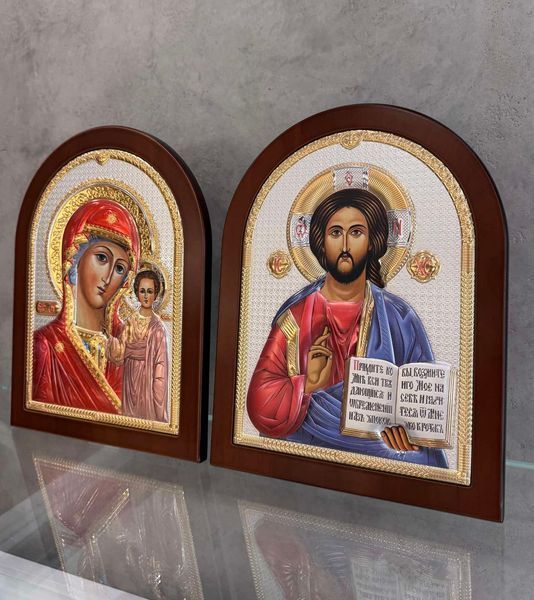 Вінчальна пара &laquo;Ісус та Марія&raquo; 21,5x28,5 см кольорова у дерев'яній рамці AE 0800 5D AE 0803 5D фото