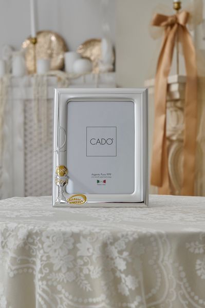 Серебряная фоторамка &laquo;Первое Причастие&raquo; с резным декором и позолотой, Cado Italy CO 1185N 4L фото
