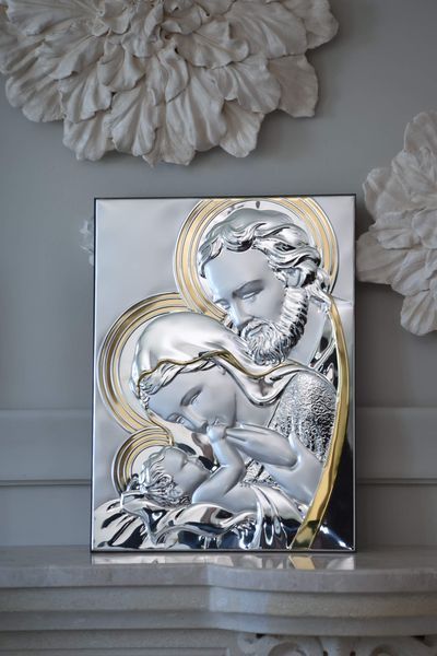 Серебряная икона &laquo;Святая Семья&raquo; с позолотой, большой формат, 25&times;33 см LE 5001 ORO фото