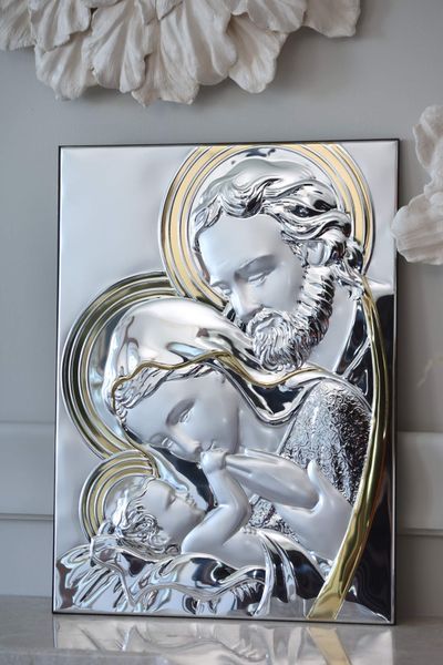 Серебряная икона &laquo;Святая Семья&raquo; с позолотой, большой формат, 25&times;33 см LE 5001 ORO фото