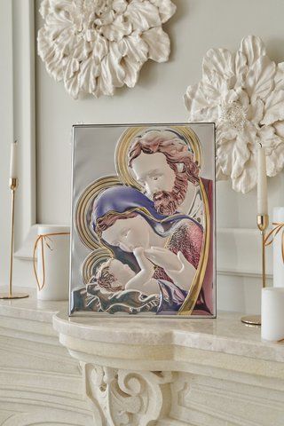 Срібна ікона &laquo;Свята Родина&raquo; з кольоровим розфарбуванням, компактний формат, 10&times;14 см LE 5003 COL фото