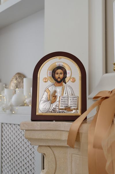 Винчальная пара &laquo;Иисус и Мария&raquo; 21,5x28,5 см чисто серебряная в деревянной рамке. AE 0800 5 AE 0803 5 фото