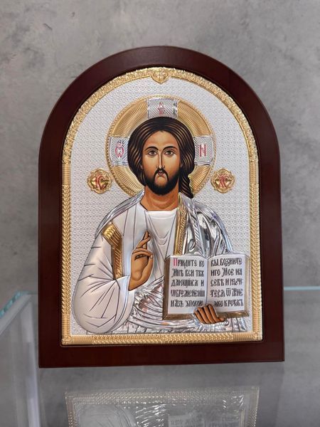 Винчальная пара &laquo;Иисус и Мария&raquo; 21,5x28,5 см чисто серебряная в деревянной рамке. AE 0800 5 AE 0803 5 фото