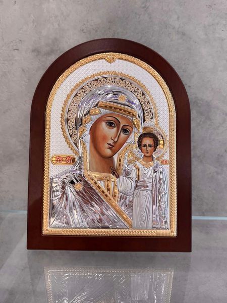 Винчальная пара &laquo;Иисус и Мария&raquo; 21,5x28,5 см чисто серебряная в деревянной рамке. AE 0800 5 AE 0803 5 фото