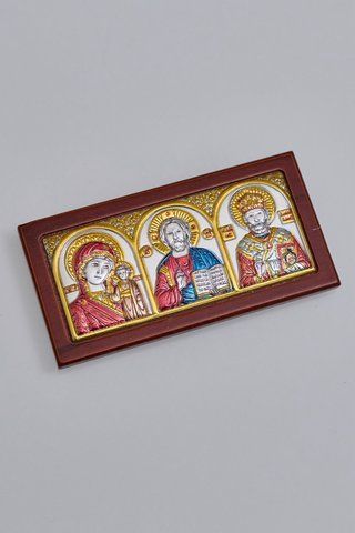 Автомобільна срібна ікона &laquo;Трійця&raquo; кольорова 8,8x4,5 см AP-4 GМ фото