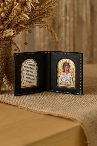 Гаманець ангел, з молитвою, срібло з позолотою (код K/007G/UA ) 8*8,5 см K/007G/UA фото